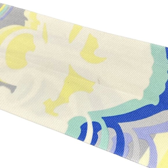 HERMES Twilly - Light gray White Multi Scarf 190-072225 - Picture 5 of 7